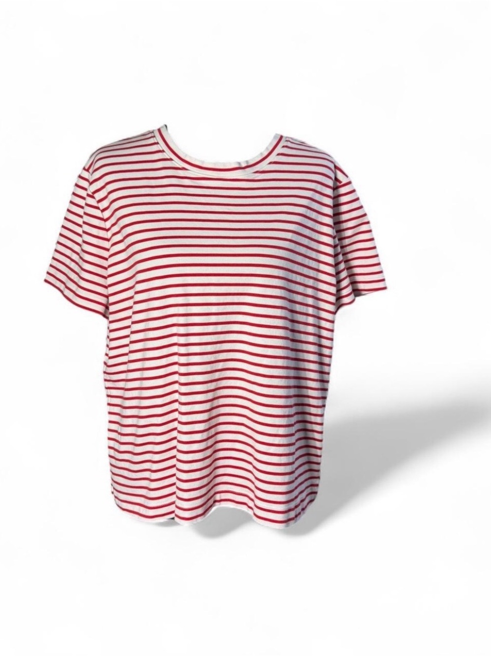 SPANX Short Sleeve Red White Stripe T-Shirt Womens Plus Size 1X Cotton
